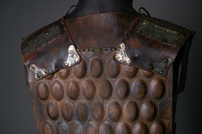 LARP leather cuirass with brass accents