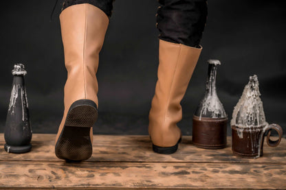 Beige high leather boots - SokolArmory