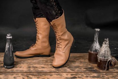 Beige high leather boots - SokolArmory