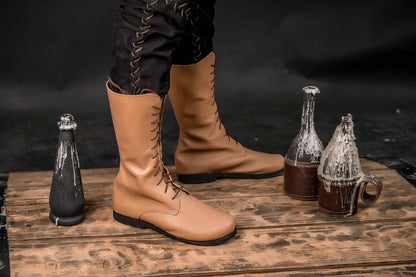 Beige high leather boots - SokolArmory