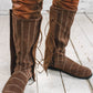 Medieval leather high boots with buckles