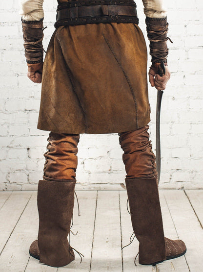 Medieval leather high boots with buckles - SokolArmory