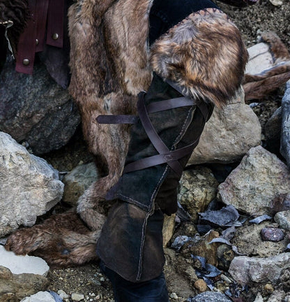 Medieval greaves with fur - SokolArmory