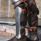 Knight steel greaves