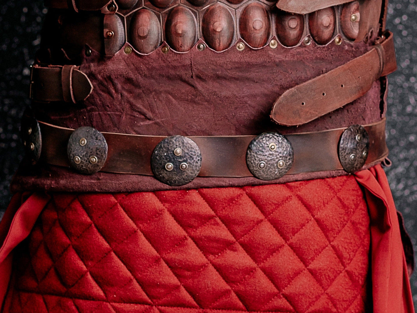 Medieval leather belt with metal plates - SokolArmory