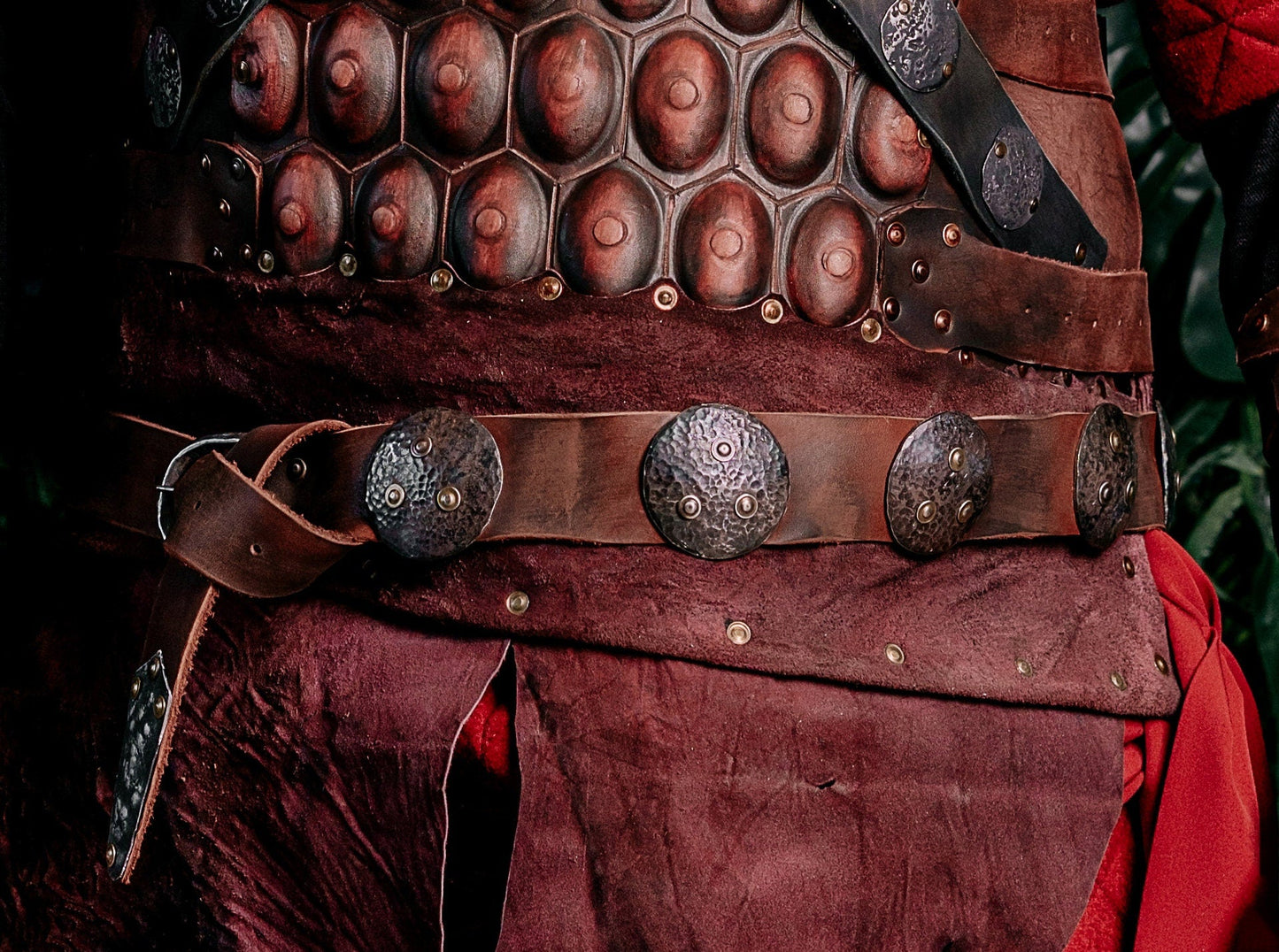 Medieval leather belt with metal plates - SokolArmory