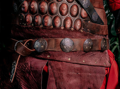 Medieval leather belt with metal plates - SokolArmory