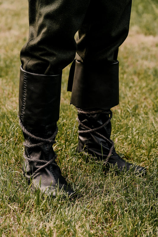 FIX SIZE of Medieval knee-high leather boots with ties