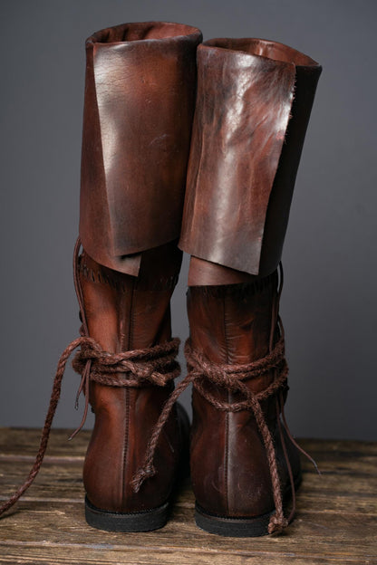 Medieval Men's Red High Leather Boots "Aragorn" / Handmade from genuine leather / LARP / SCA / Ren Fest Cosplay / Historical Footwear