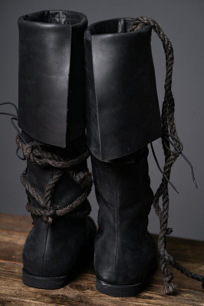 Medieval Men's Black High Leather Boots "Aragorn" / Handmade from genuine leather / LARP / SCA / Ren Fest Cosplay / Historical Footwear