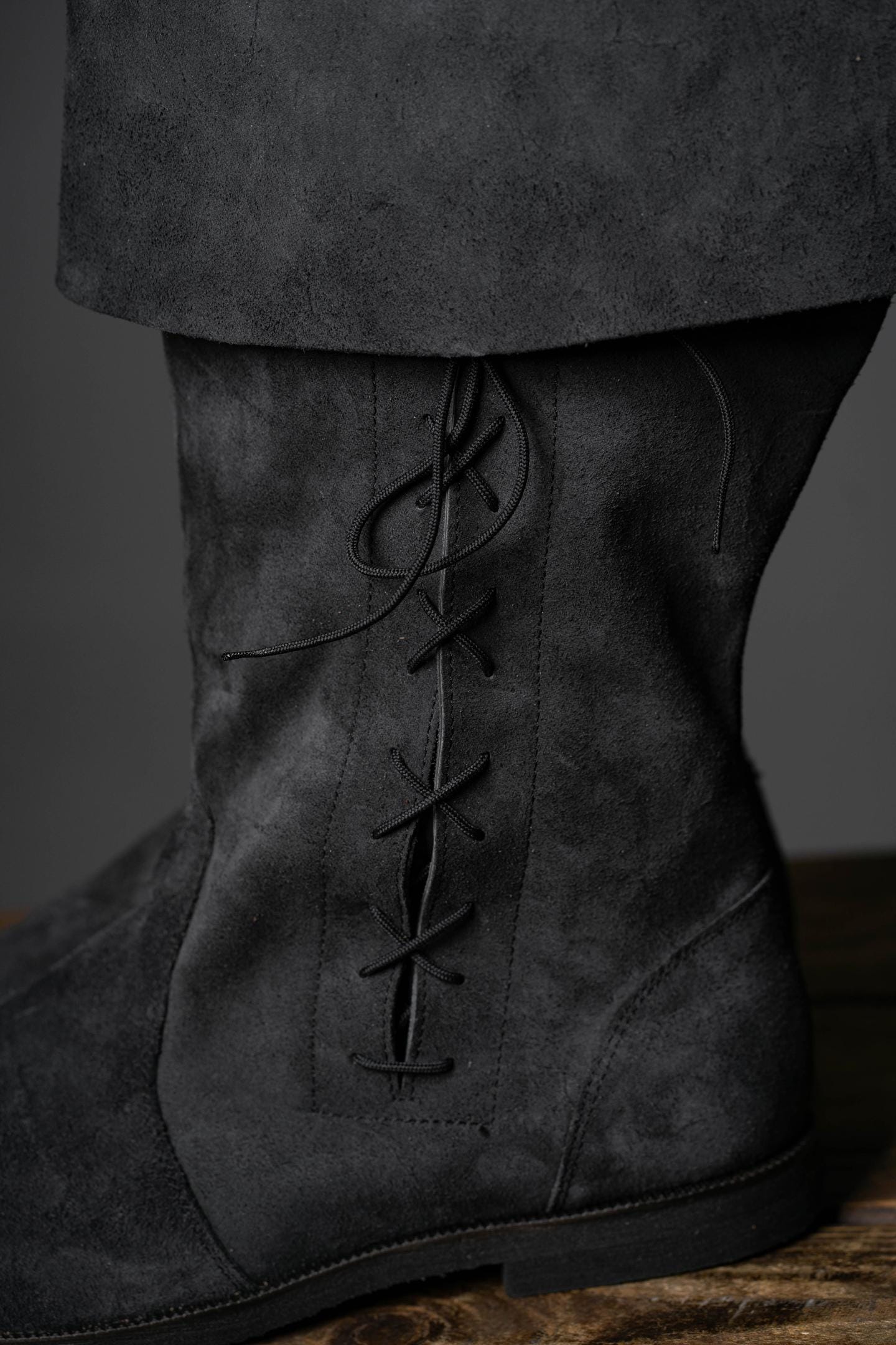 Cuffed Medieval Black Suede Boots "Ranger" / Handmade from genuine leather / LARP / SCA / Ren Faire shoes/ Chaussures Medieval