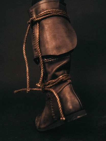 Medieval Men's Brown High Leather Boots "Aragorn" / Handmade from genuine leather / LARP / SCA / Ren Fest Cosplay / Historical Footwear