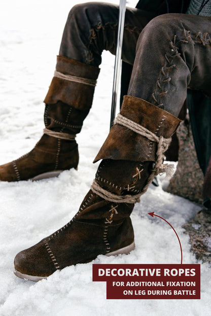 Medieval Men's Brown High Leather Boots "Aragorn" / Handmade from genuine leather / LARP / SCA / Ren Fest Cosplay / Historical Footwear