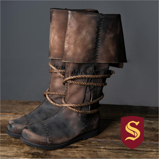 Medieval Men's Brown High Leather Boots "Aragorn" / Handmade from genuine leather / LARP / SCA / Ren Fest Cosplay / Historical Footwear