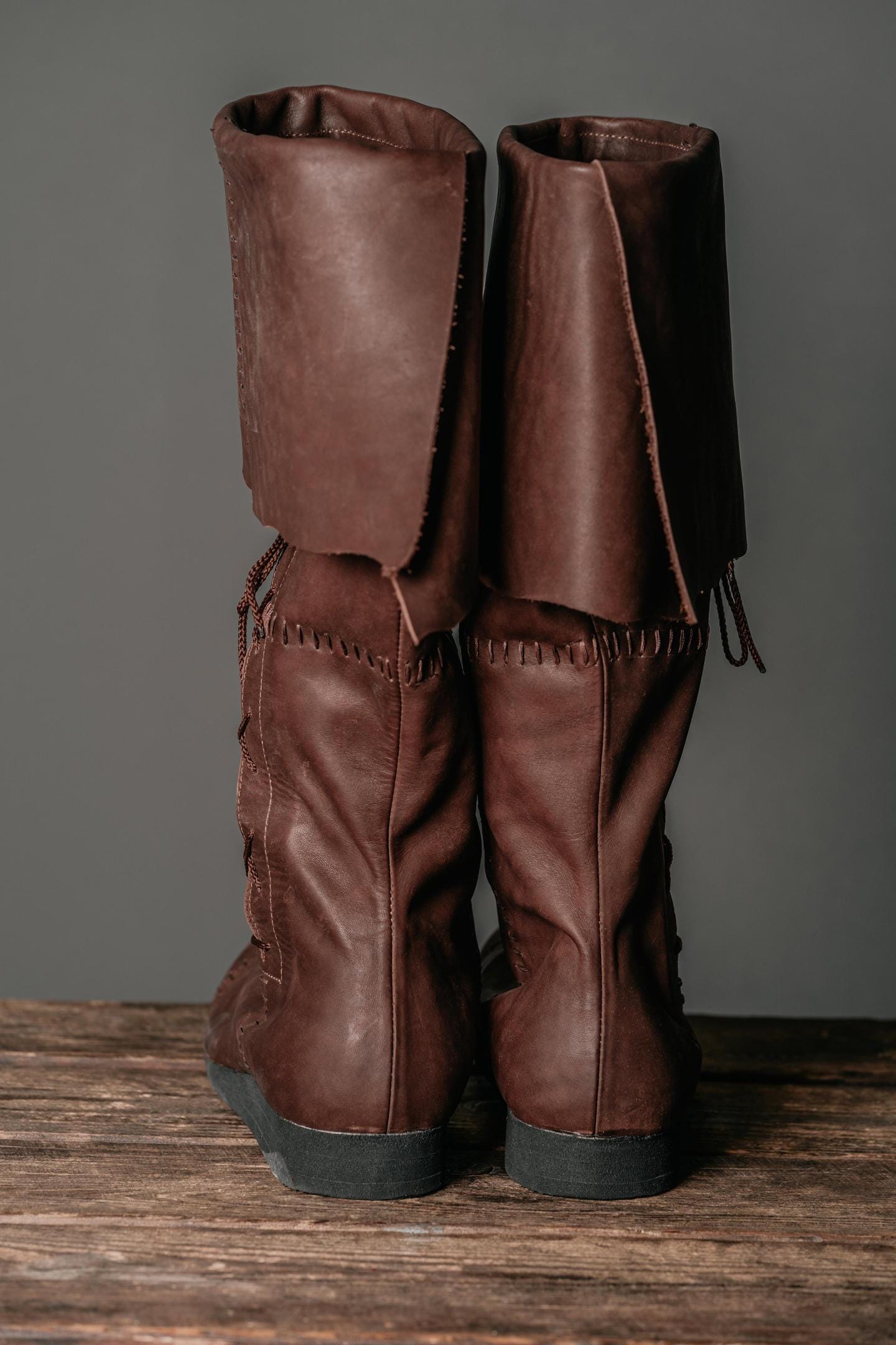 Medieval Men's Brown High Leather Boots "Aragorn" / Handmade from genuine leather / LARP / SCA / Ren Fest Cosplay / Historical Footwear