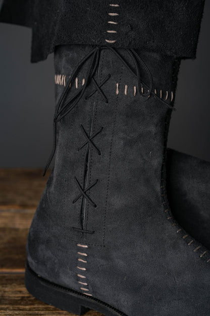 Aragorn's Black Suede Boots - Ideal for Larp, Renaissance Fairs or Cosplay / Handmade from genuine leather; medieval fantasy boots