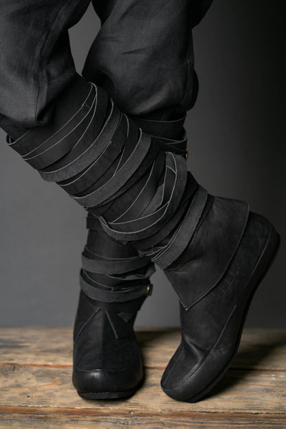 Medieval Men's Black High Leather Boots "Assassin" / Handmade from genuine leather / LARP / SCA / Ren Fest Cosplay / Historical Footwear