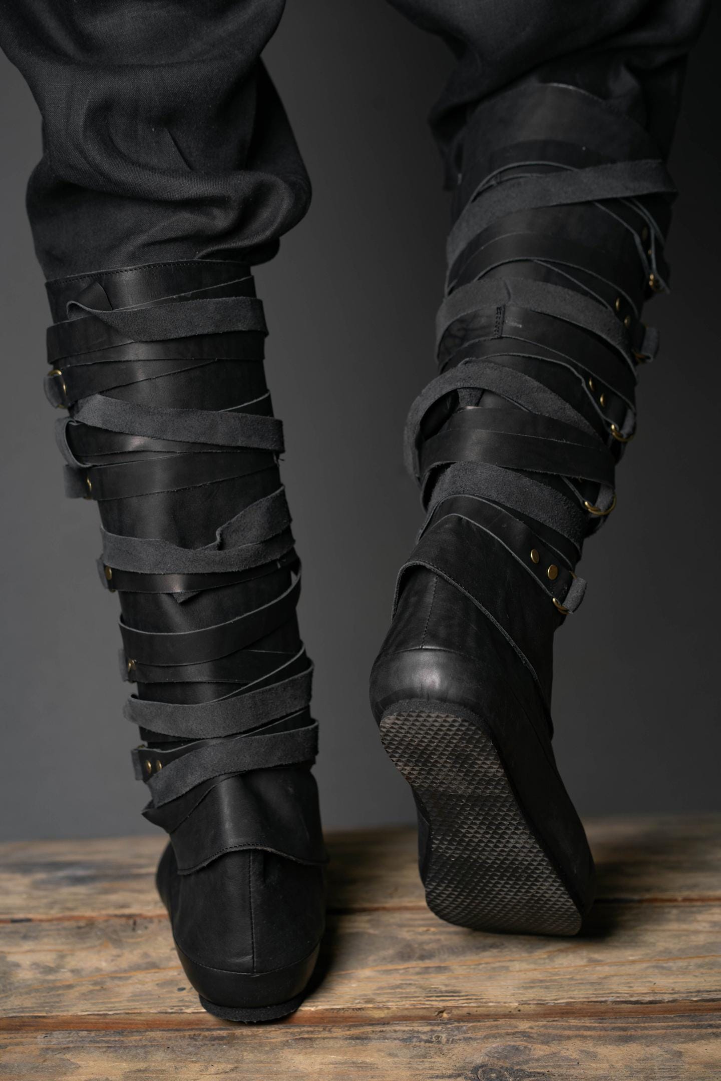 Medieval Men's Black High Leather Boots "Assassin" / Handmade from genuine leather / LARP / SCA / Ren Fest Cosplay / Historical Footwear