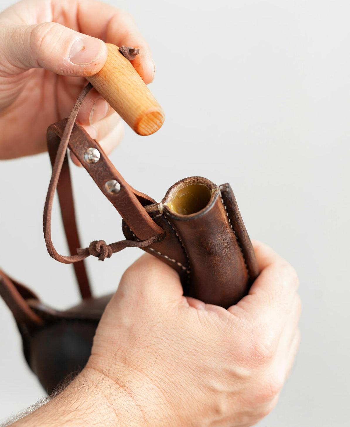 23 oz Leather Costrel "Wineskin"; Hand Crafted Canteen Bottle with Shoulder Straps; for husband, for father, for hunter, gift for him