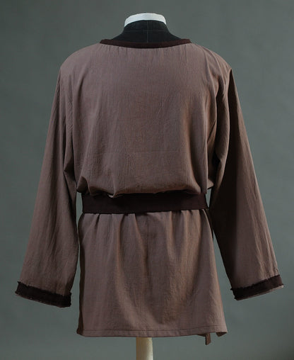 Handmade cotton LARP shirt shown from an angled view