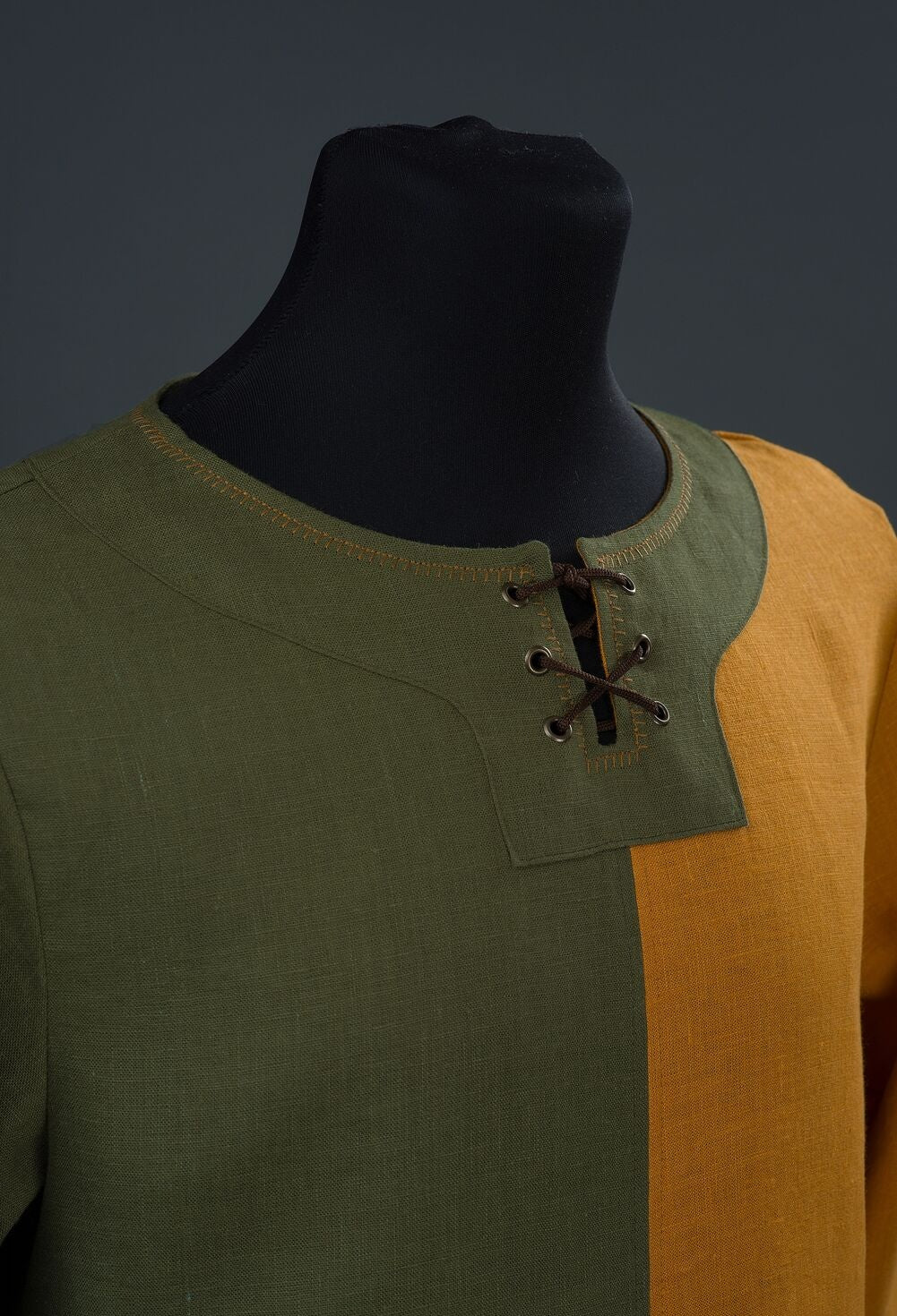 Two-tone linen medieval shirt, product view 8