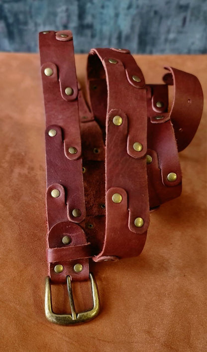 Men's brown belt "Dragon Scale"