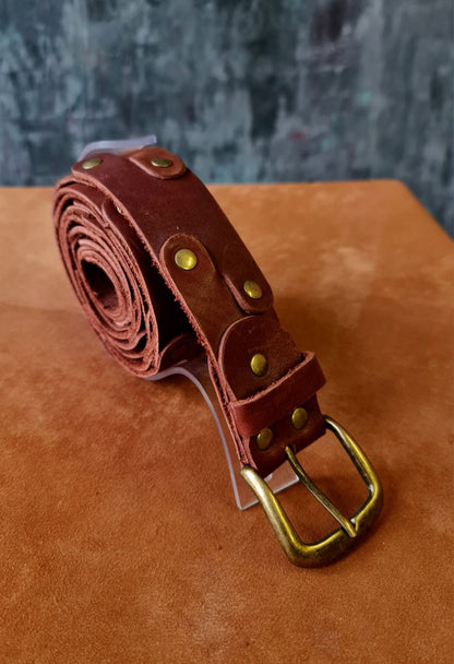 Men's brown belt "Dragon Scale"