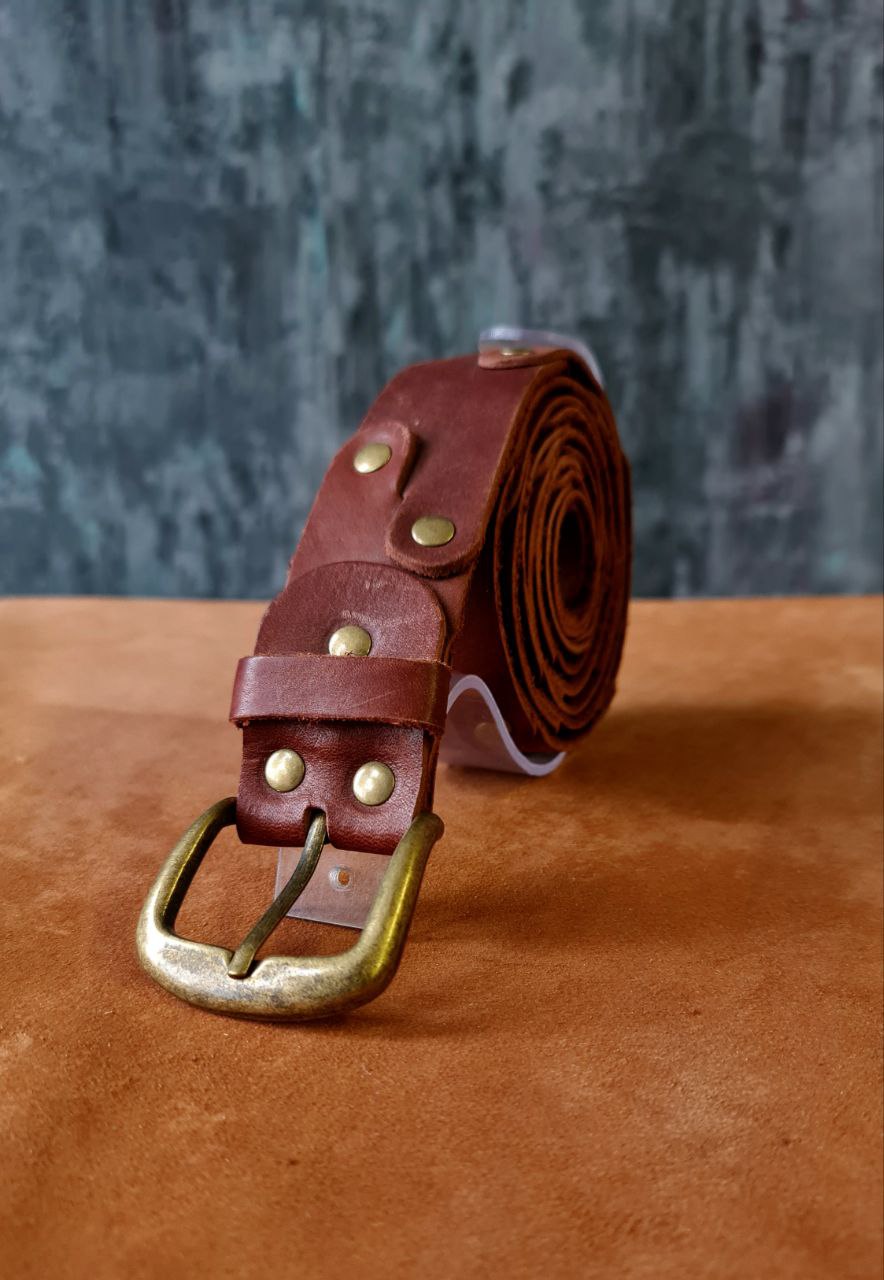 Men's brown belt "Dragon Scale"