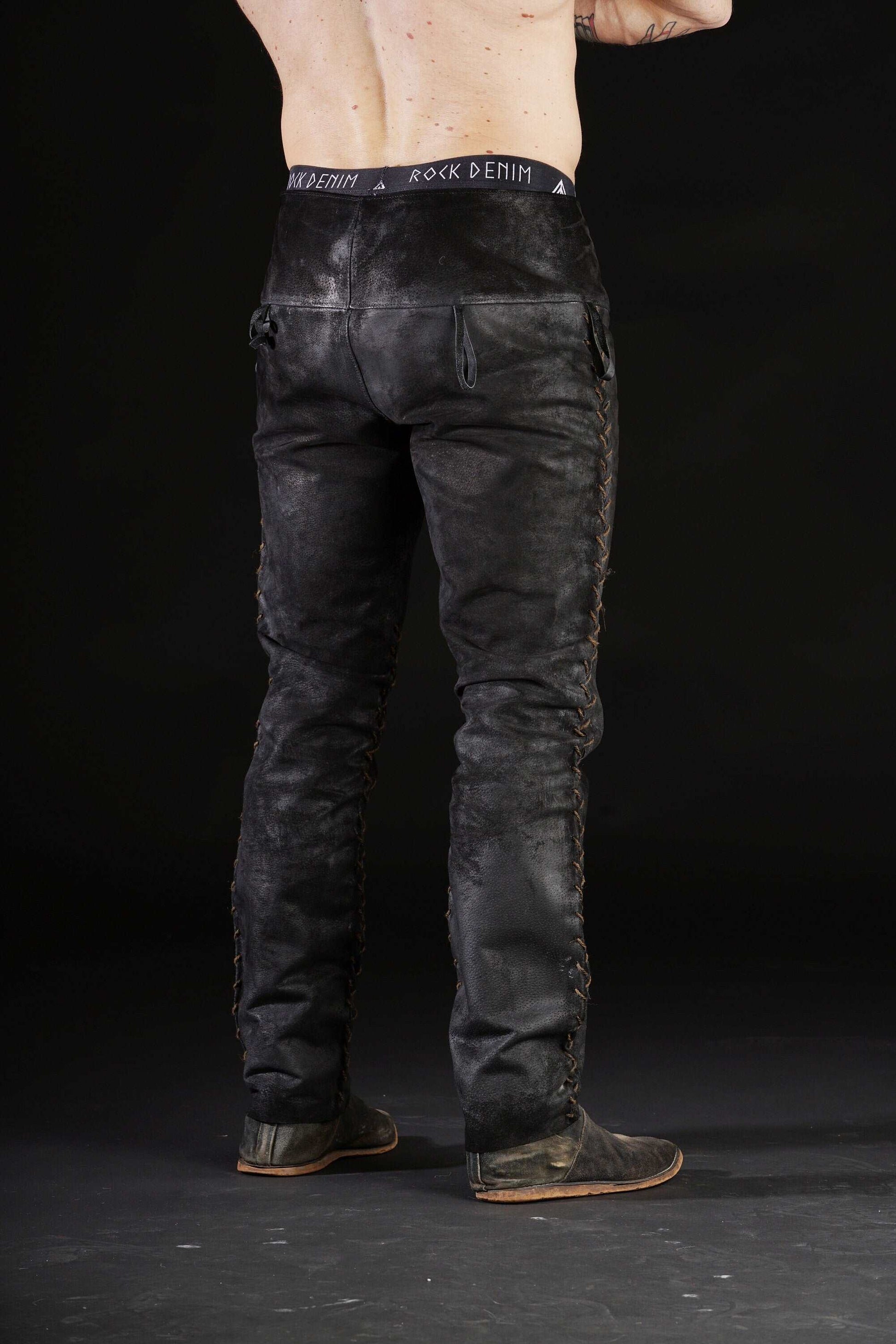 Black leather pants men