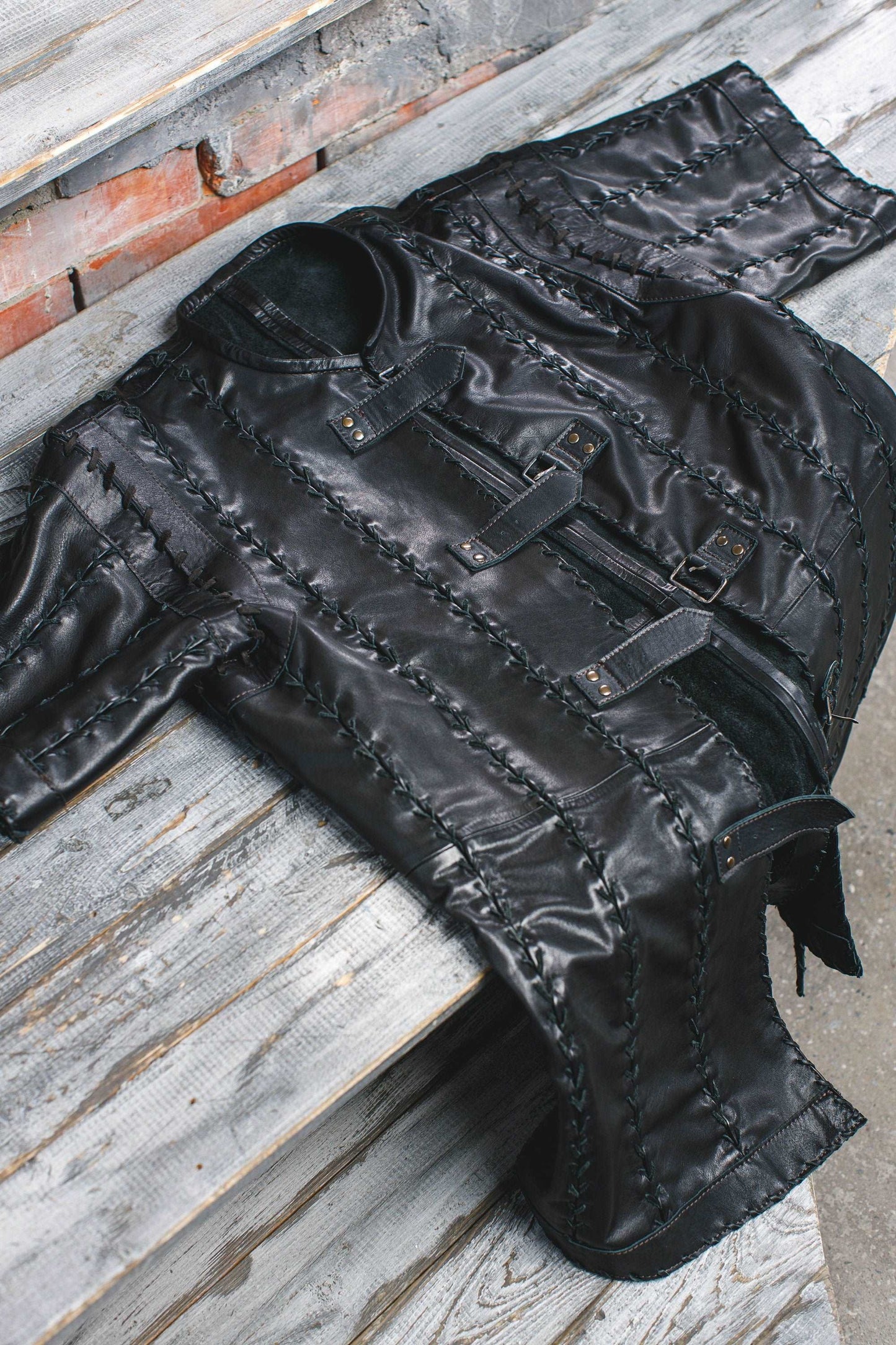 Battle black leather tunic