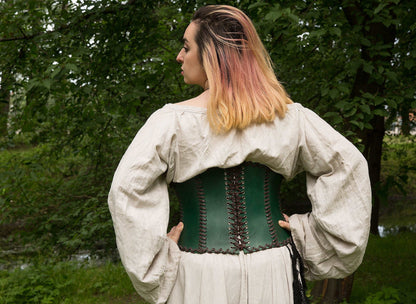 Green leather corset belt “Forest witch”