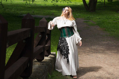 Green leather corset belt “Forest witch”