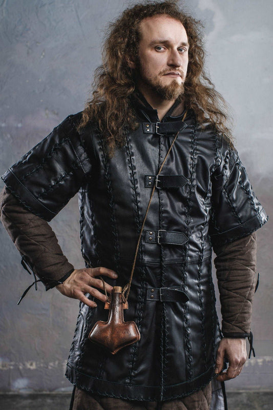 Battle black leather tunic