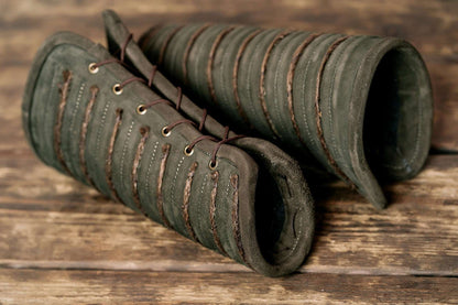 Green leather bracers