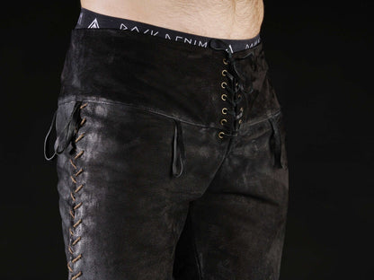 Black leather pants men