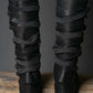 Assassin black leather low boots + greaves