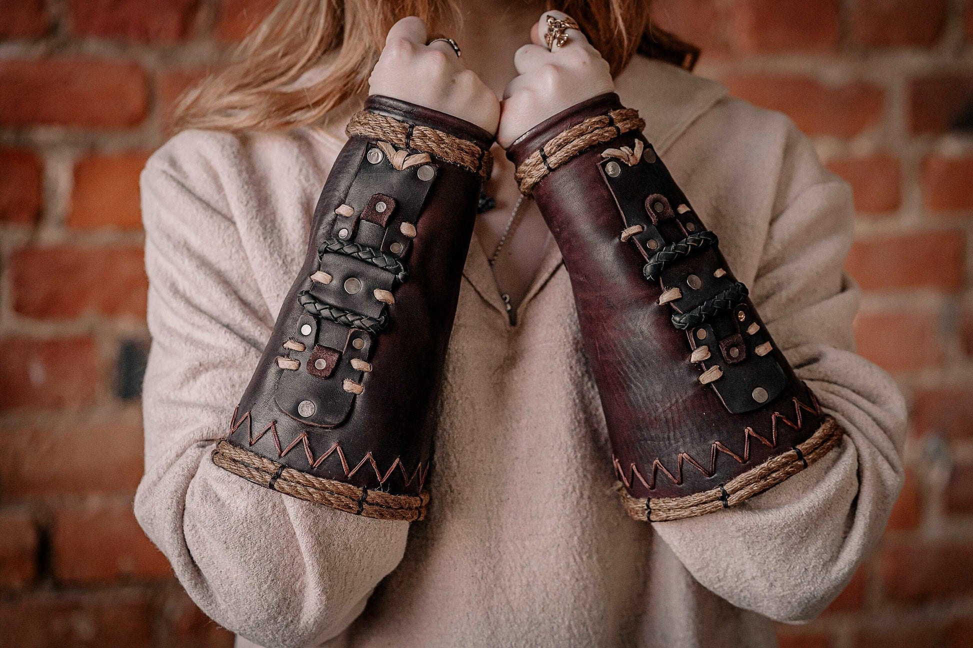 Celtic Mantikor Leather Bracers - Medieval Collectibles