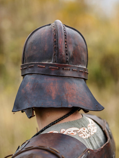 Viking vendel leather helmet