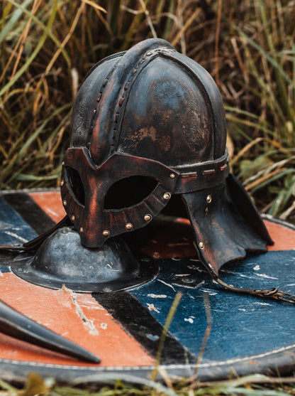 Viking vendel leather helmet