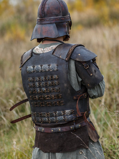 Viking larp armor with bass accents