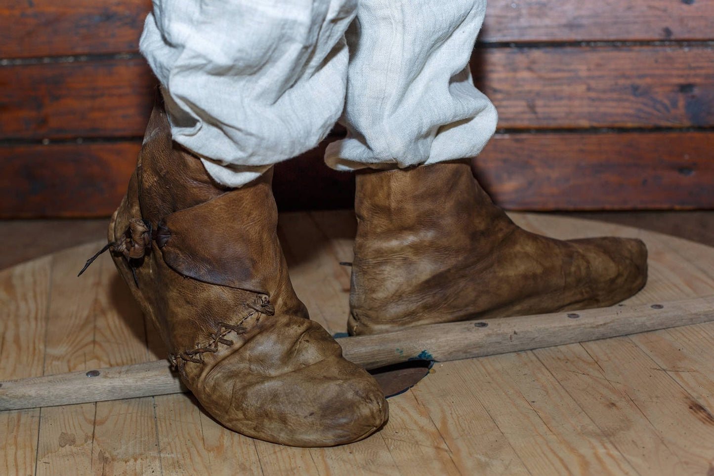 Medieval leather boots with soft sole