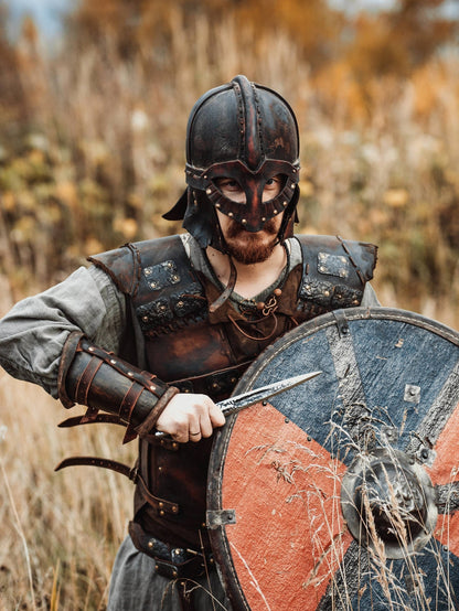 Viking vendel leather helmet