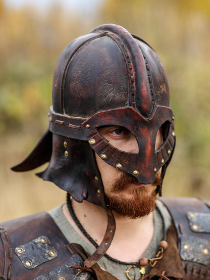 Viking vendel leather helmet