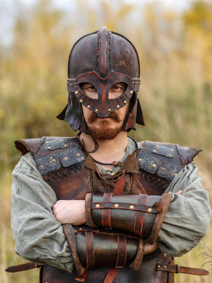 Viking vendel leather helmet