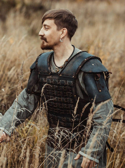 Viking larp armor with bass accents