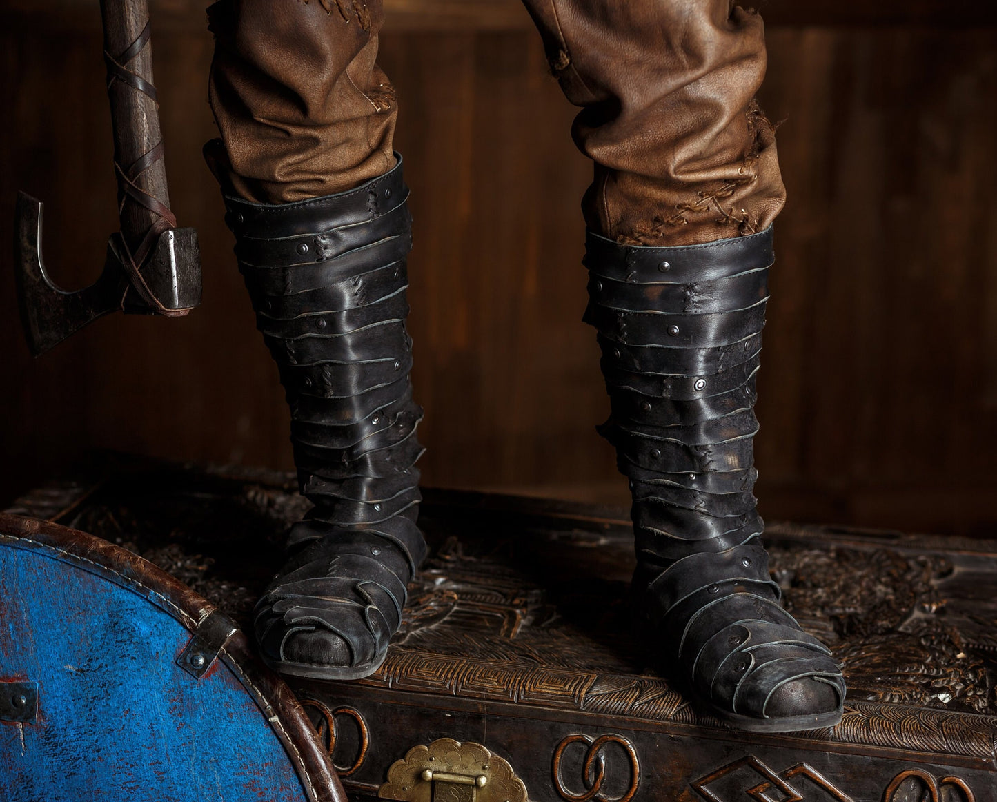 Ragnar black leather boots (Vikings)