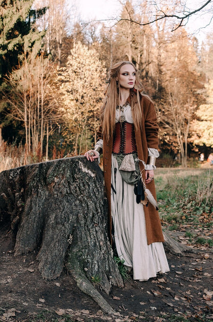 Leather brown corset belt “Forest witch”