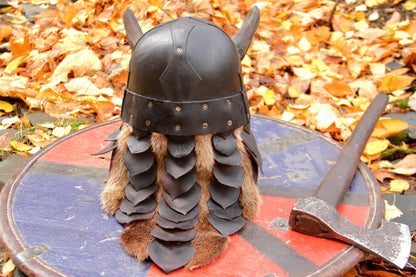 Viking battle helmet with horns