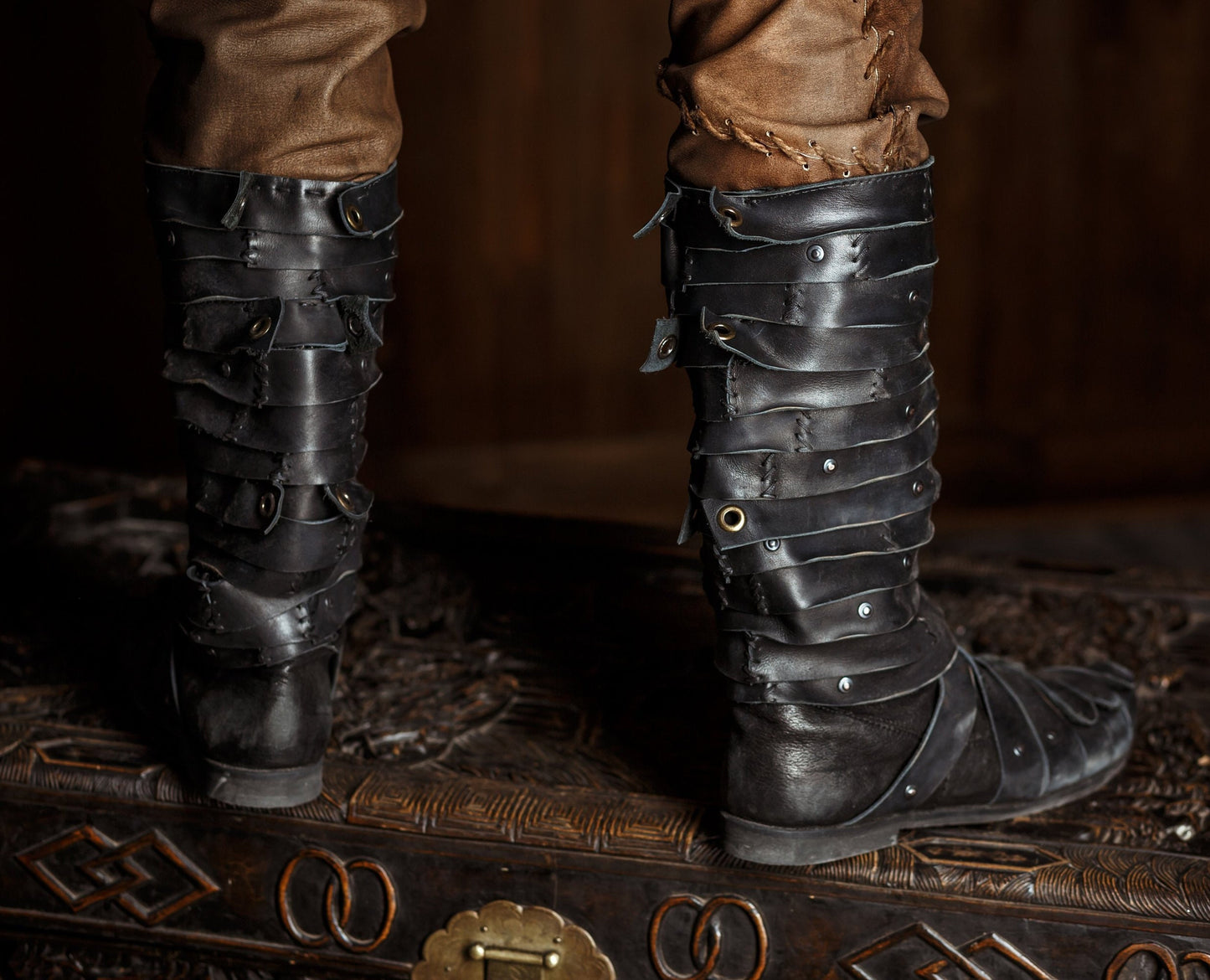 Ragnar black leather boots (Vikings)