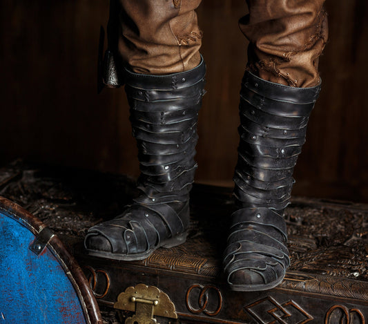 Ragnar black leather boots (Vikings)